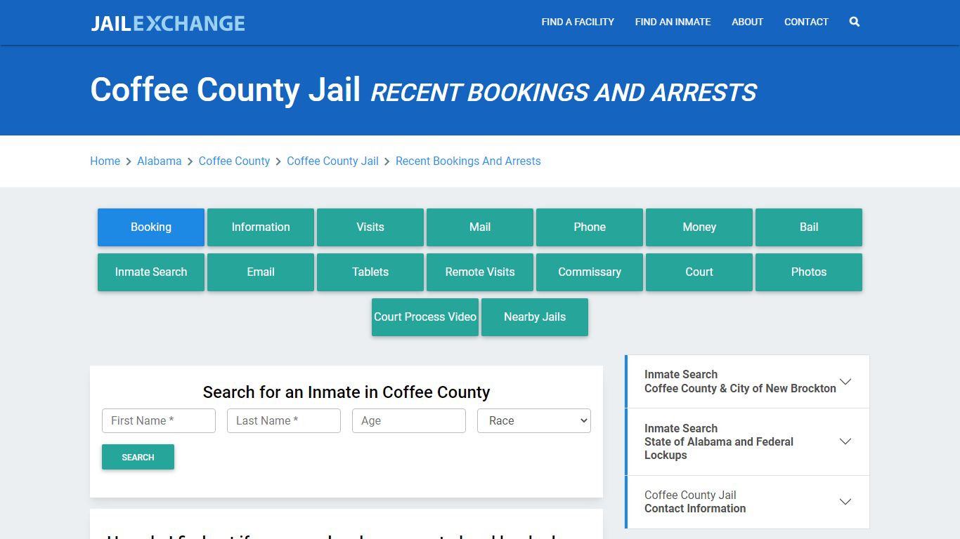 Coffee County Jail AL Recent Arrests and Bookings - Jail Exchange